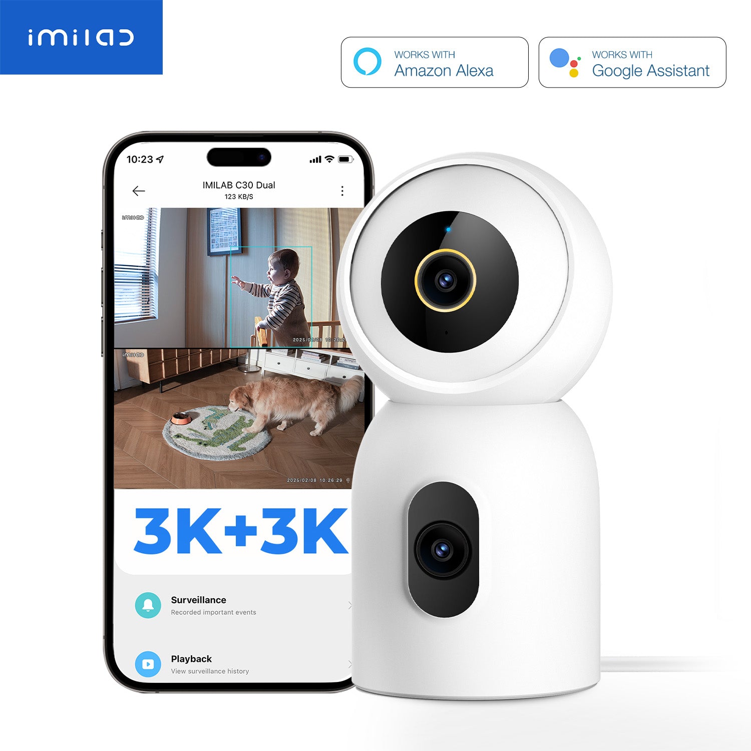 IMILAB C30 Dual 3K+3K WiFi Plug-in Indoor Camera