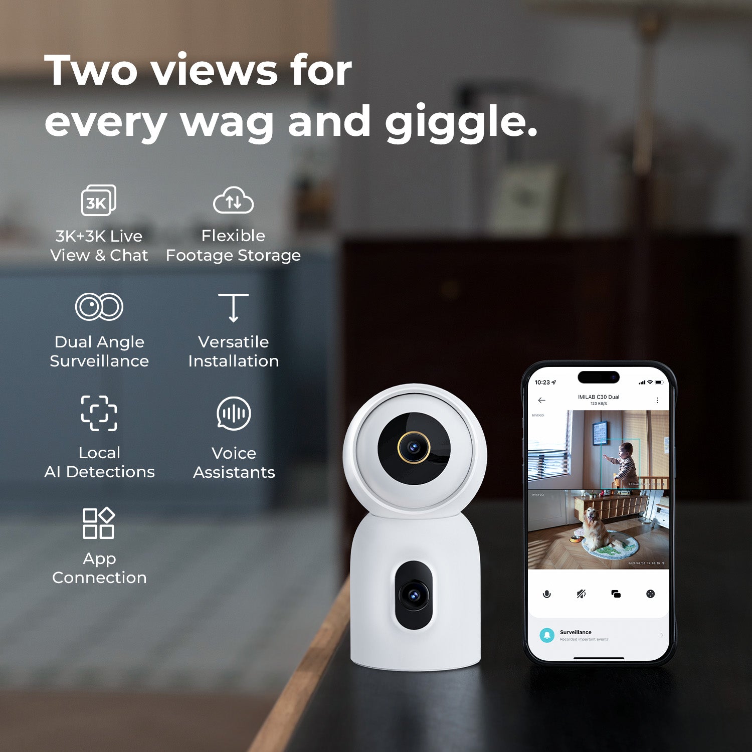 IMILAB C30 Dual 3K+3K WiFi Plug-in Indoor Camera